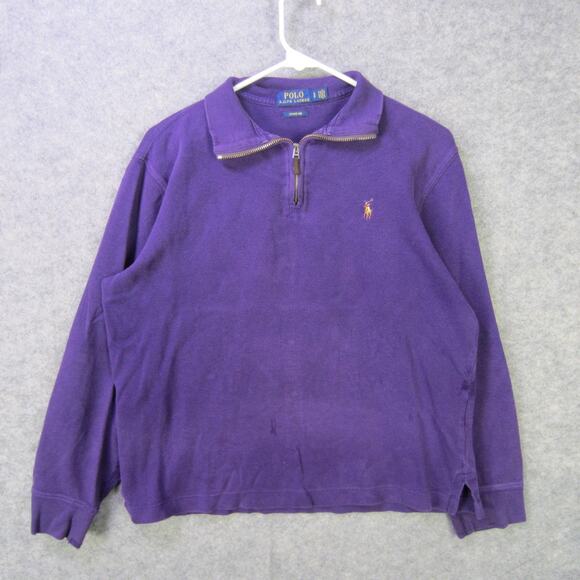 Polo Ralph Lauren Sweater Mens Small Rib Pullover Half Zip Distressed Estate - Picture 1 of 11